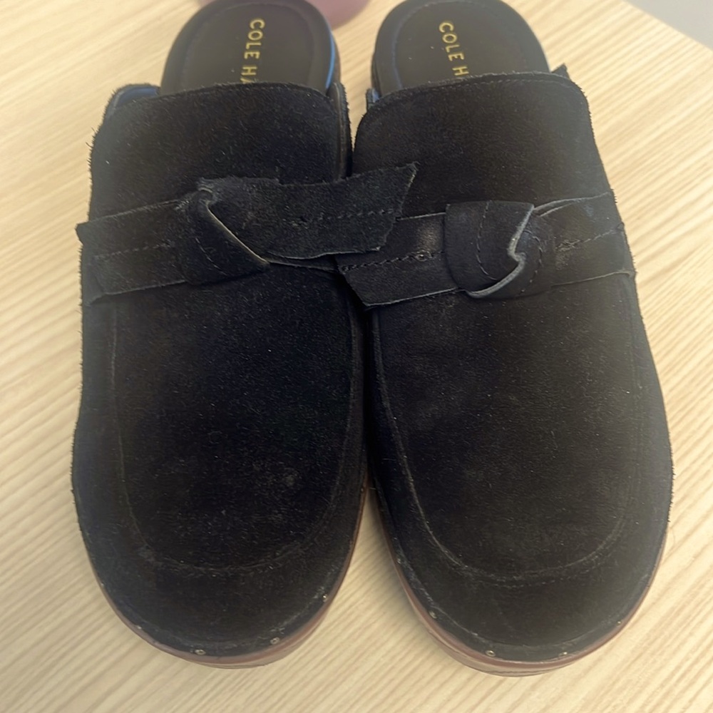 Cole Haan black suede mules- 10M. Like brand new.
